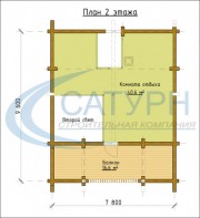 Проект Дом-баня Волга - План 2 этажа